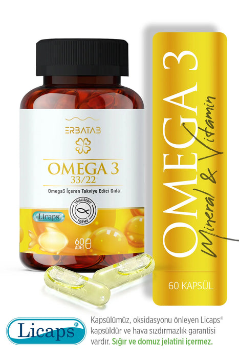 ERBATAB Omega 3 Balık Yağı 33/22 60 Kapsül Licaps®