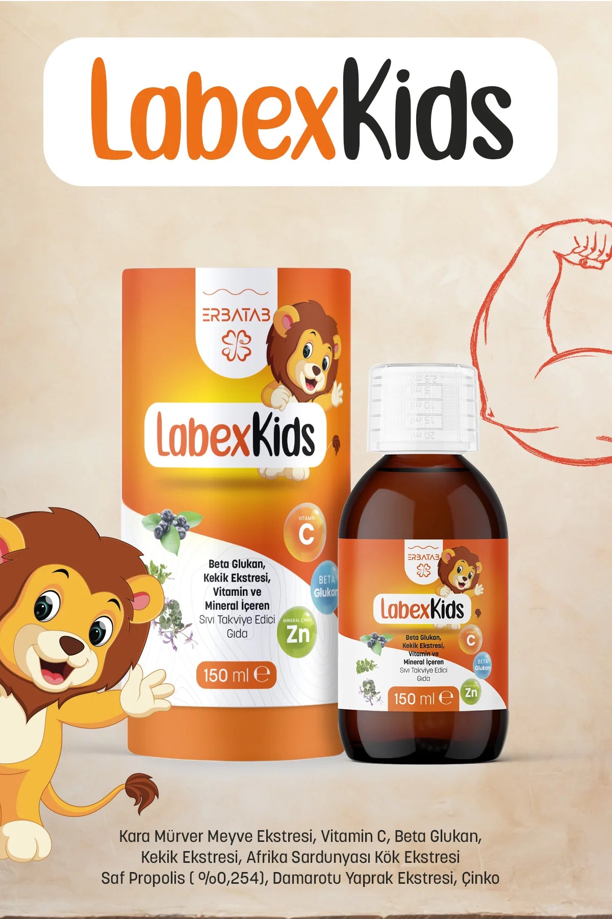 ERBATAB Labex Kids Multivitaminesiroop voor kinderen 150 ml 