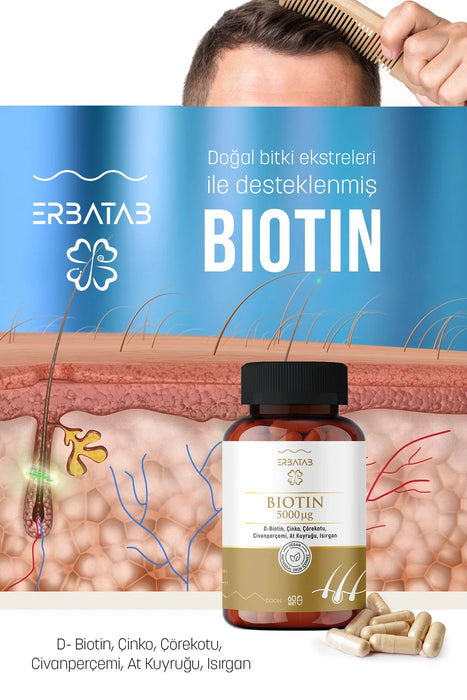 ERBATAB Biotin (Çinko Çörekotu Civan Perçemi At Kuyruğu Isırgan Ekstresi)