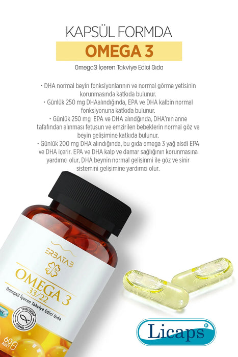 ERBATAB Omega 3 Balık Yağı 33/22 60 Kapsül Licaps®