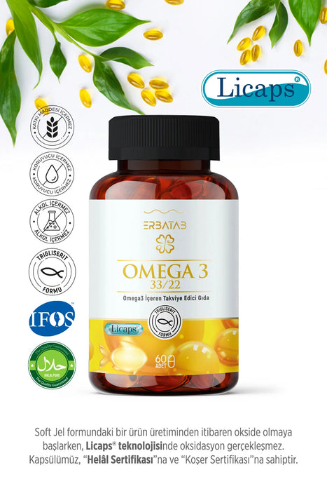 ERBATAB Omega 3 Balık Yağı 33/22 60 Kapsül Licaps®