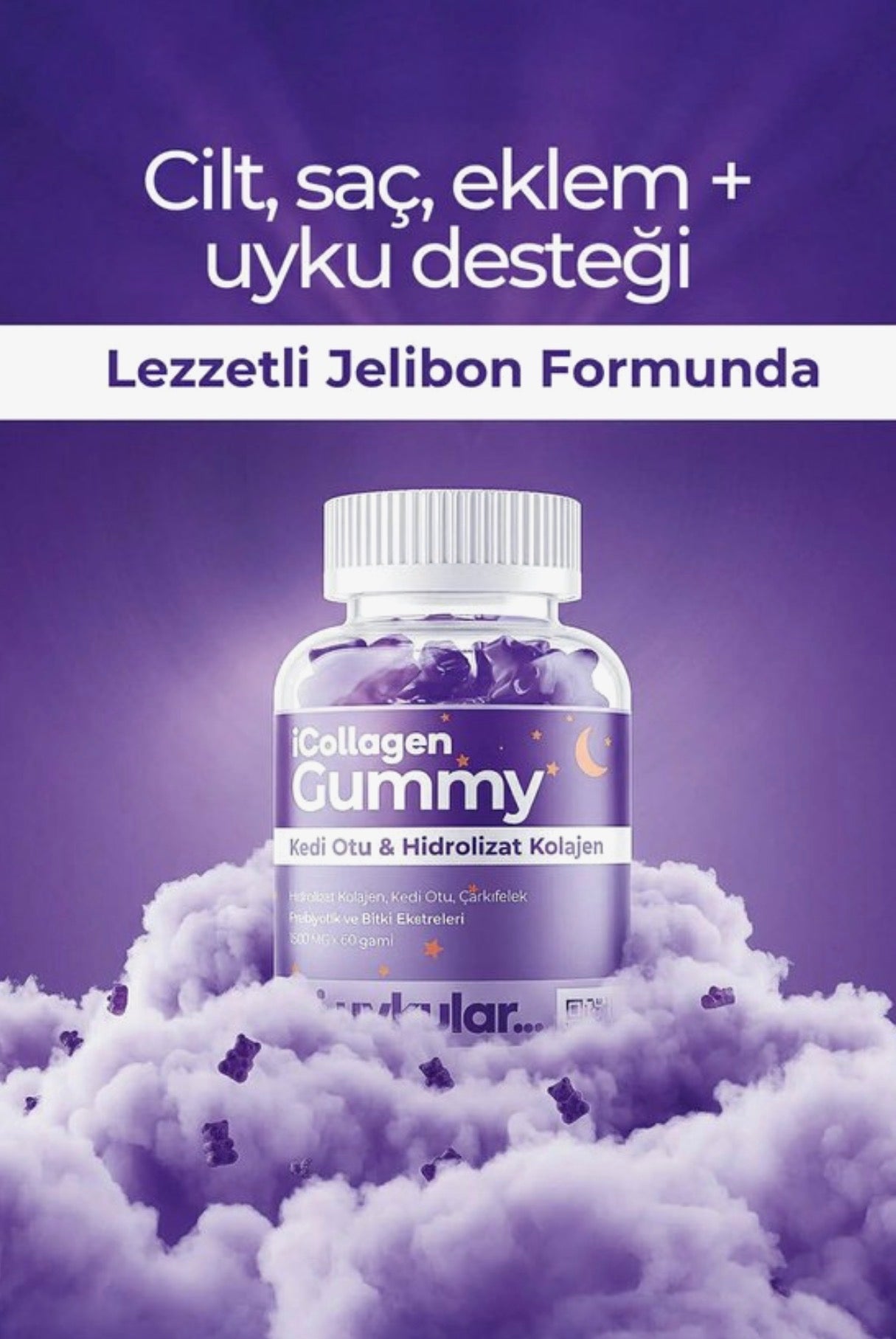 Doctamin iCollagen Gummy İyi Uykular – Kedi Otu & Hidrolize Kolajen | 60 Gummy