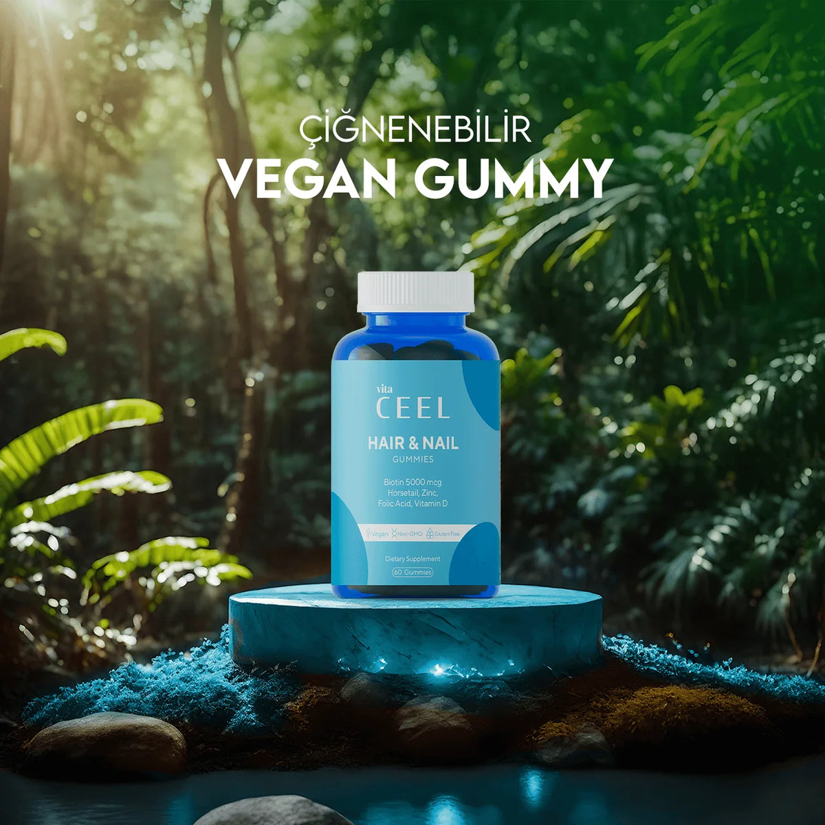 Vita CEEL Hair & Nail Gummies – Biotin İçeren Saç ve Tırnak Takviyesi | 60 Adet