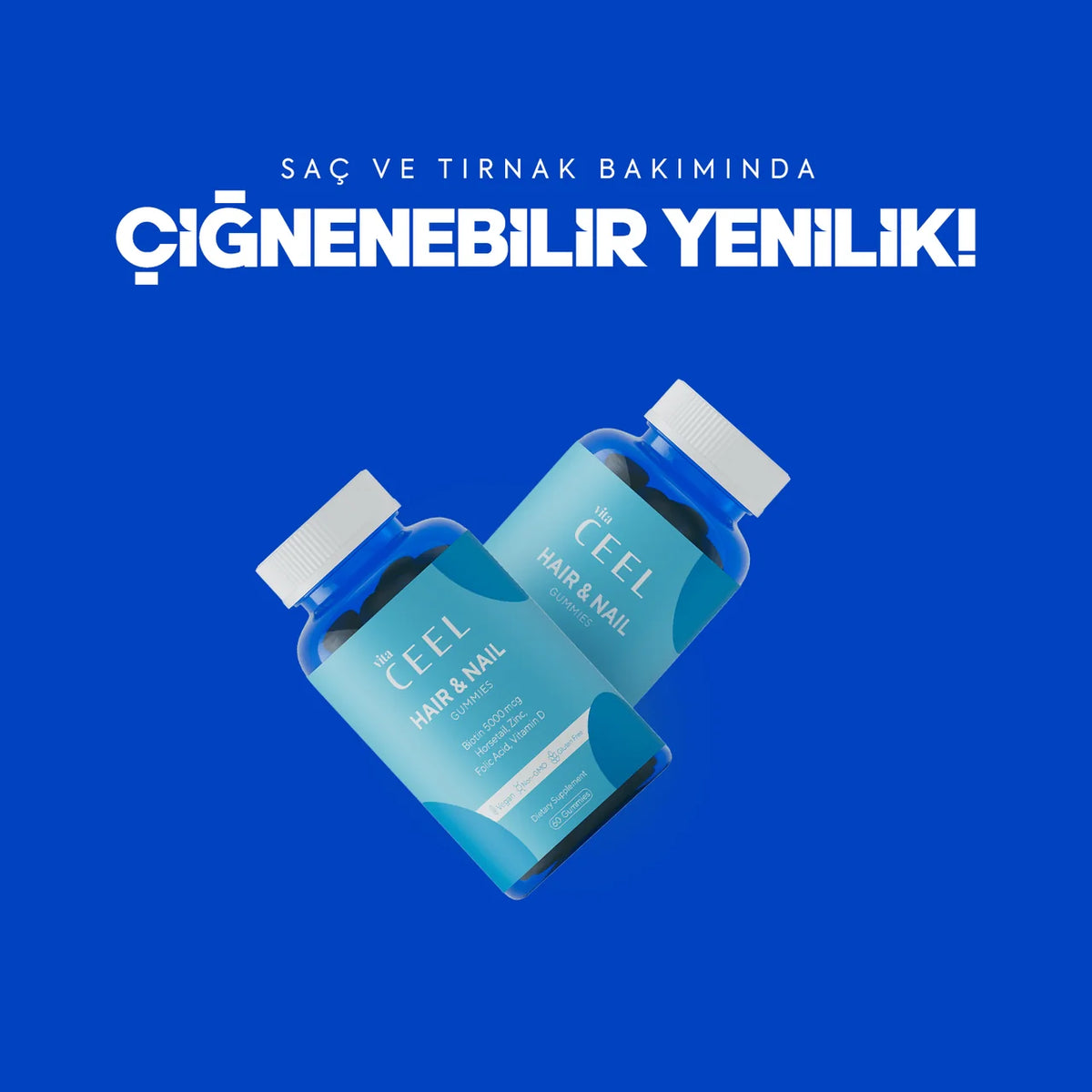 Vita CEEL Hair & Nail Gummies – Biotin İçeren Saç ve Tırnak Takviyesi | 60 Adet