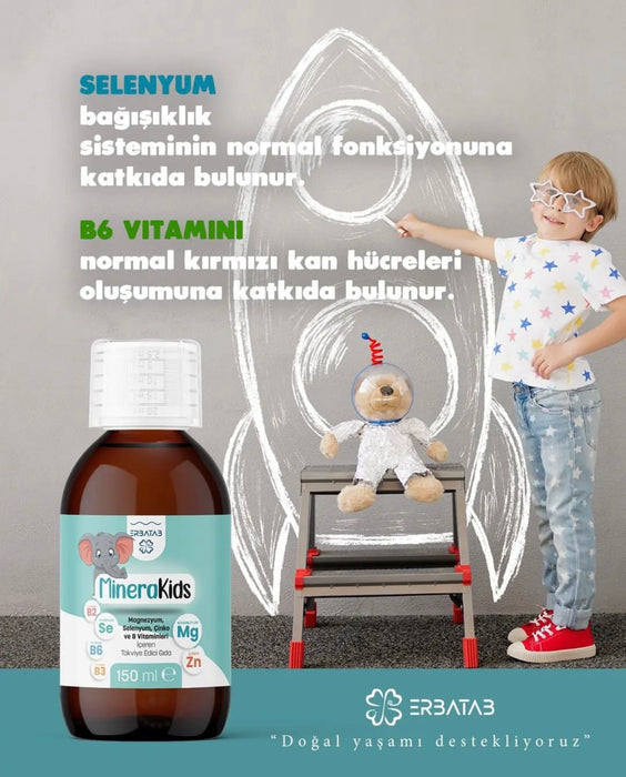 Çocuk Multivitamin ( Magnezyum, Çinko, Selenyum ) Mineral Kids 150 ml