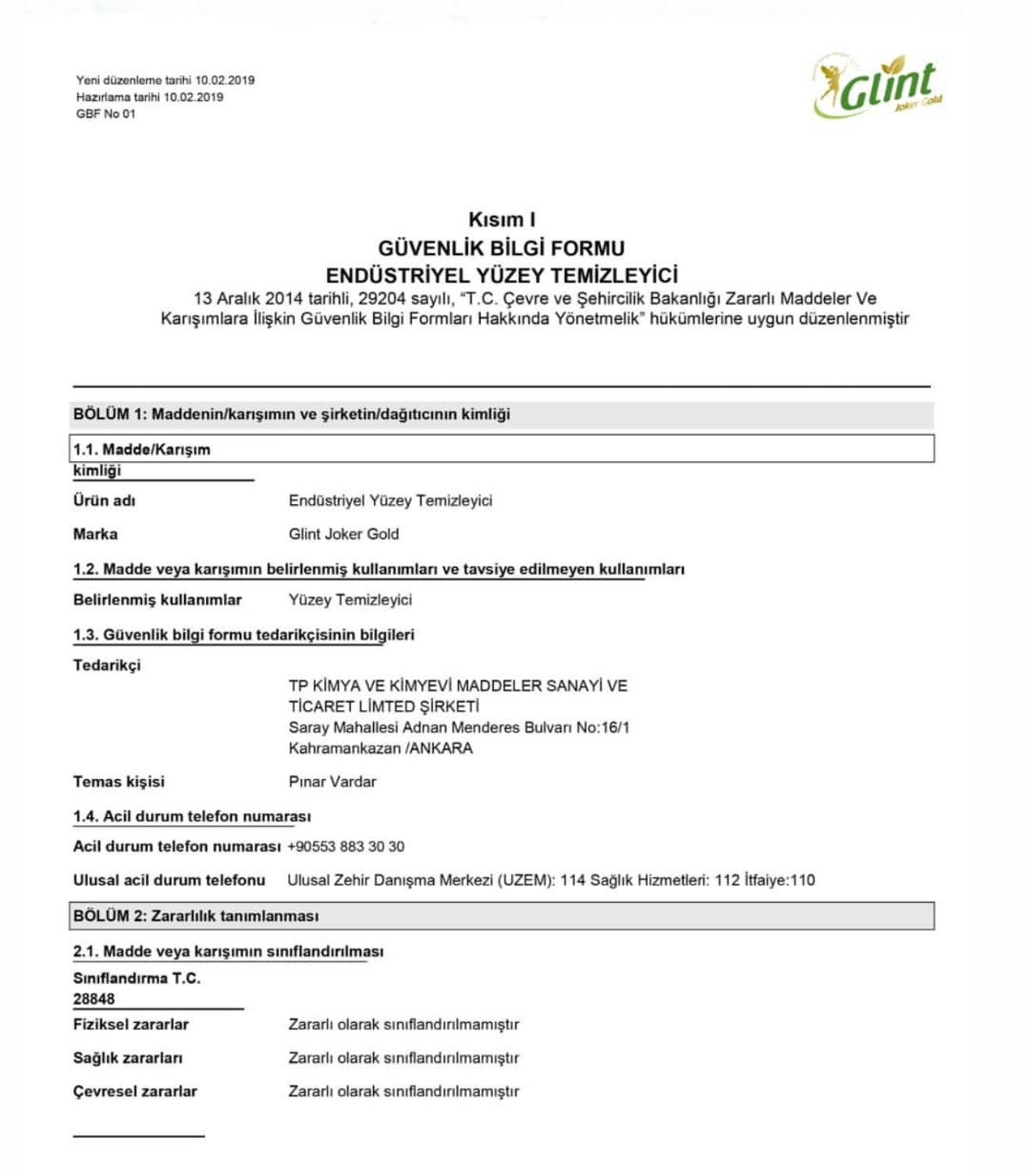 GLİNT Çok amaçlı Temizleyici