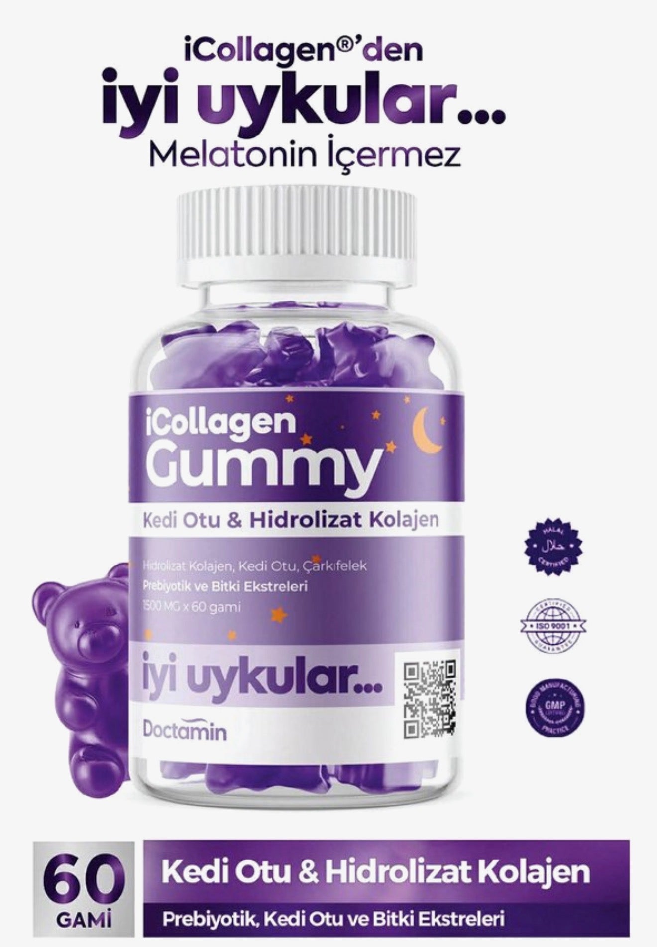 Doctamin iCollagen Gummy İyi Uykular – Kedi Otu & Hidrolize Kolajen | 60 Gummy