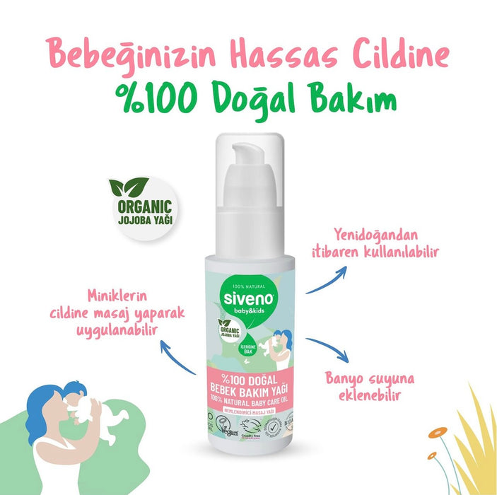 Doğal Bebek Bakım Masaj Yağı – Organik Jojoba Parafinsiz Bitkisel Yağ 50ml