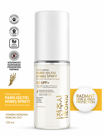 Pirinç Mayalı Paris Işıltılı Güneş Spreyi SPF 50+ | Yüksek Koruma ve Işıltılı Cilt