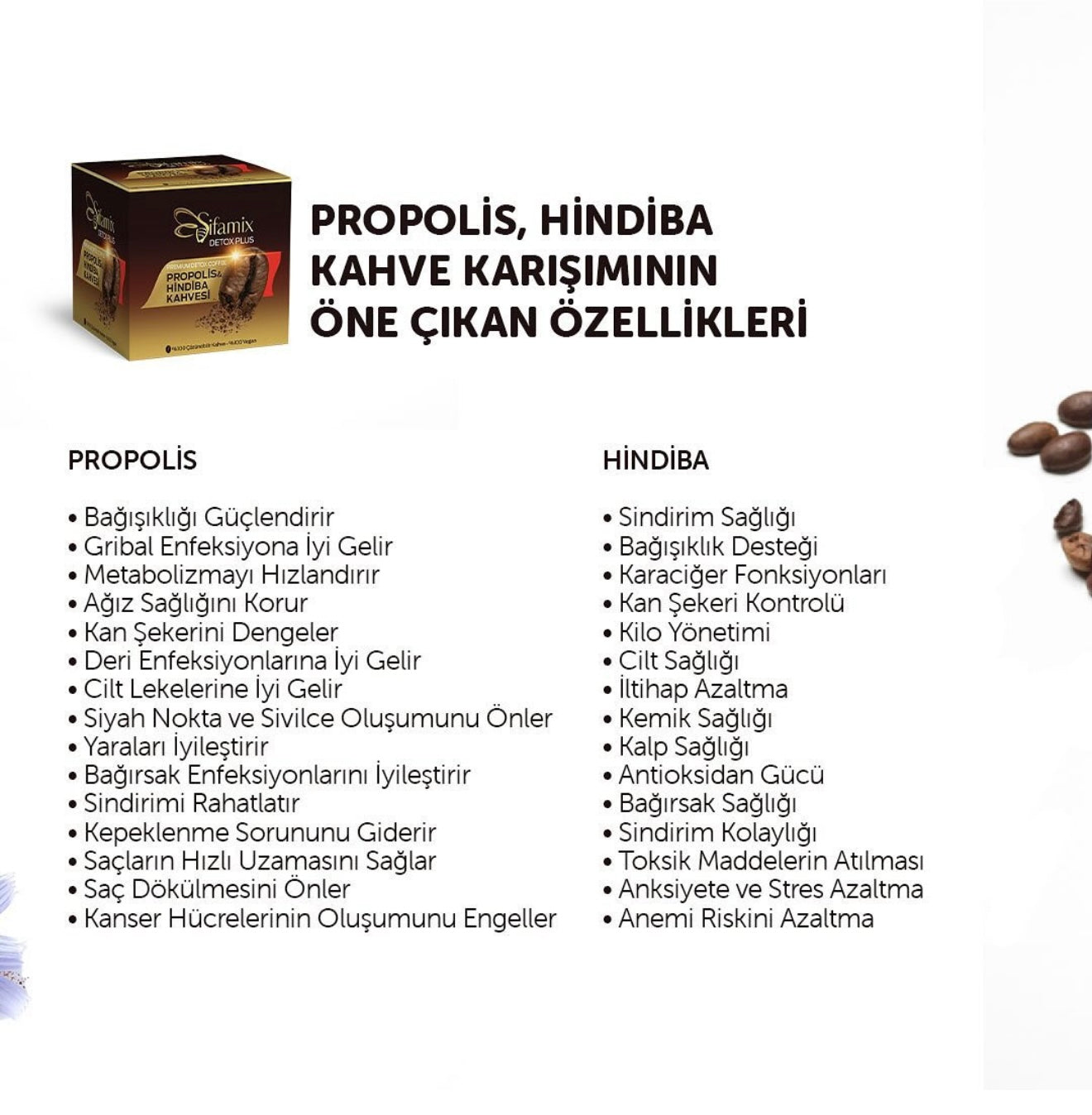 Şifamix Detox Plus Propolis & Hindiba Kahvesi - 100% Çözünebilir & Vegan