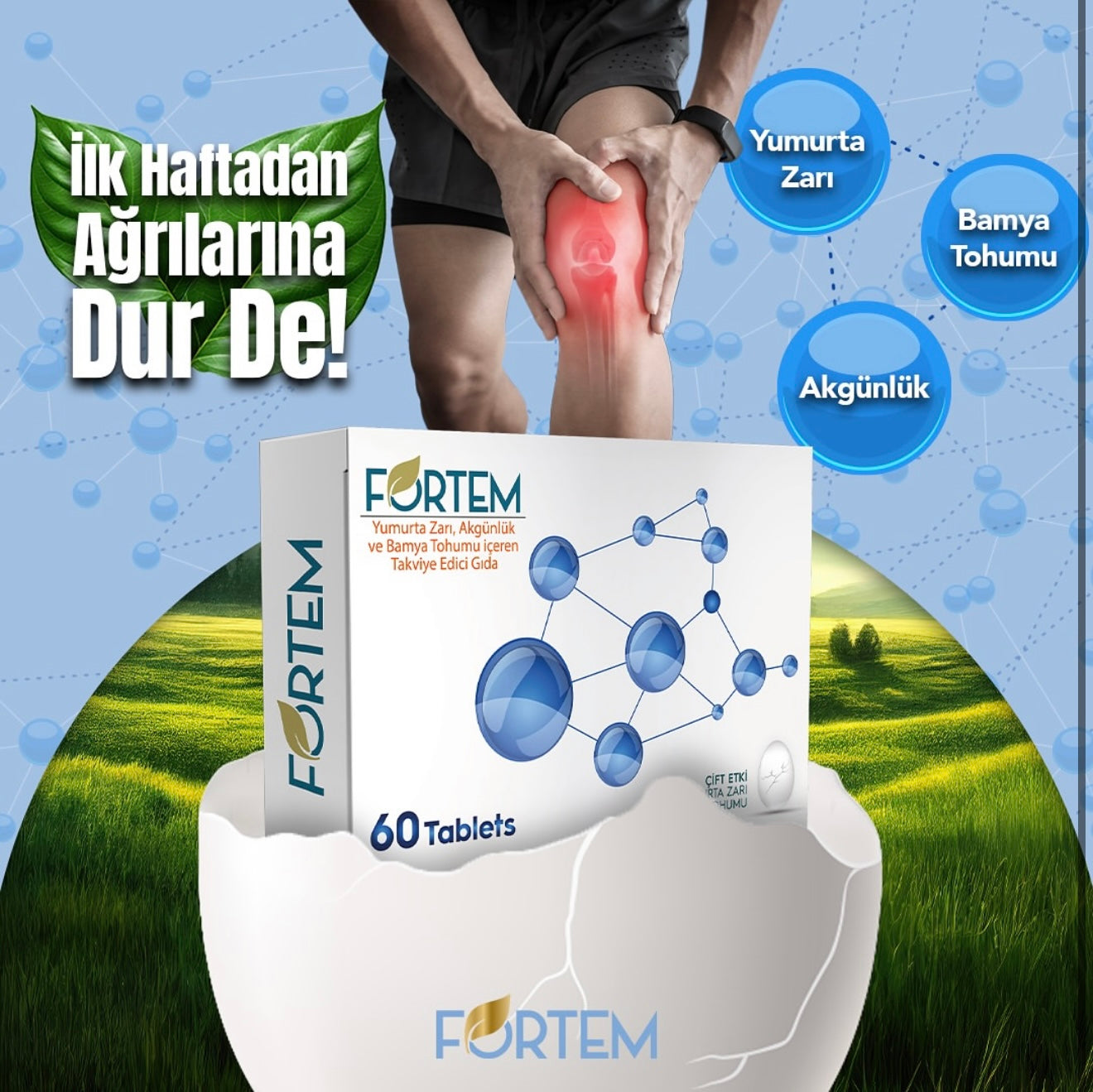 Fortem yumurta zarı akgünlük bamya tohumu içeren takviye edici gıda