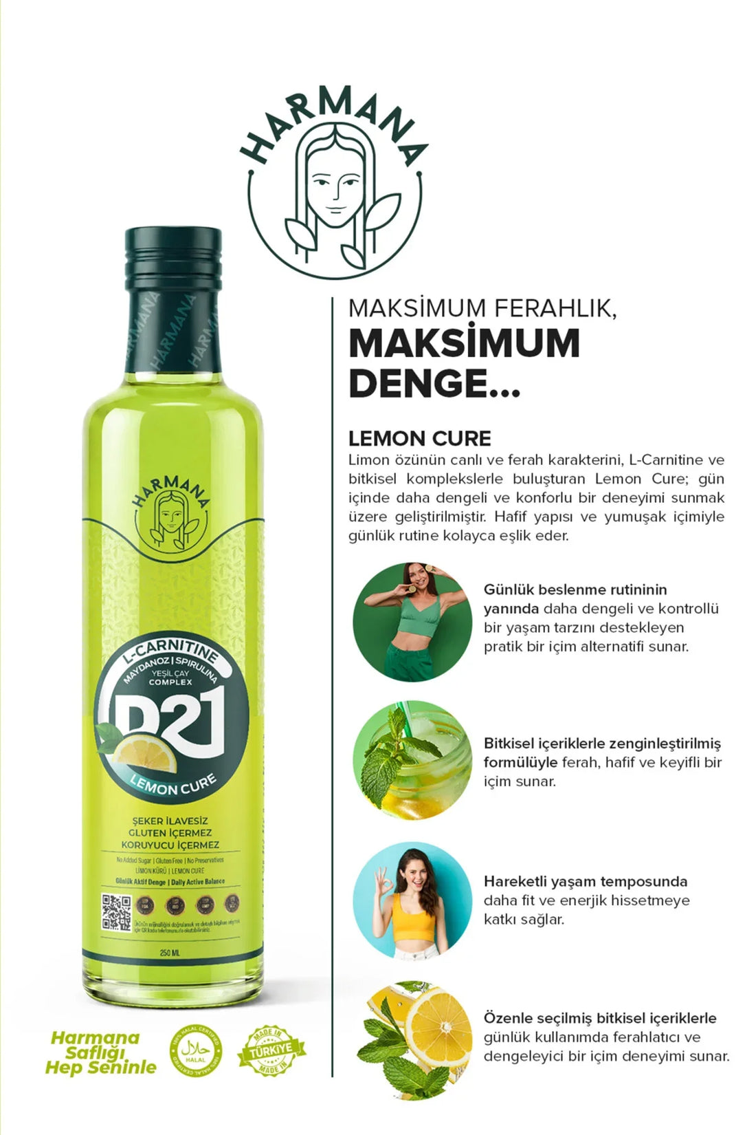 HARMANA D-21 Lemon Cure L-Carnitine İçeren Fonksiyonel İçecek 250 ml