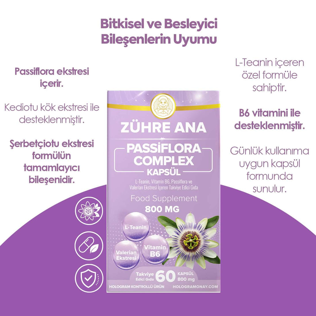 ZÜHRE ANA Passiflora Complex Kapsül 800 mg – 60 Kapsül