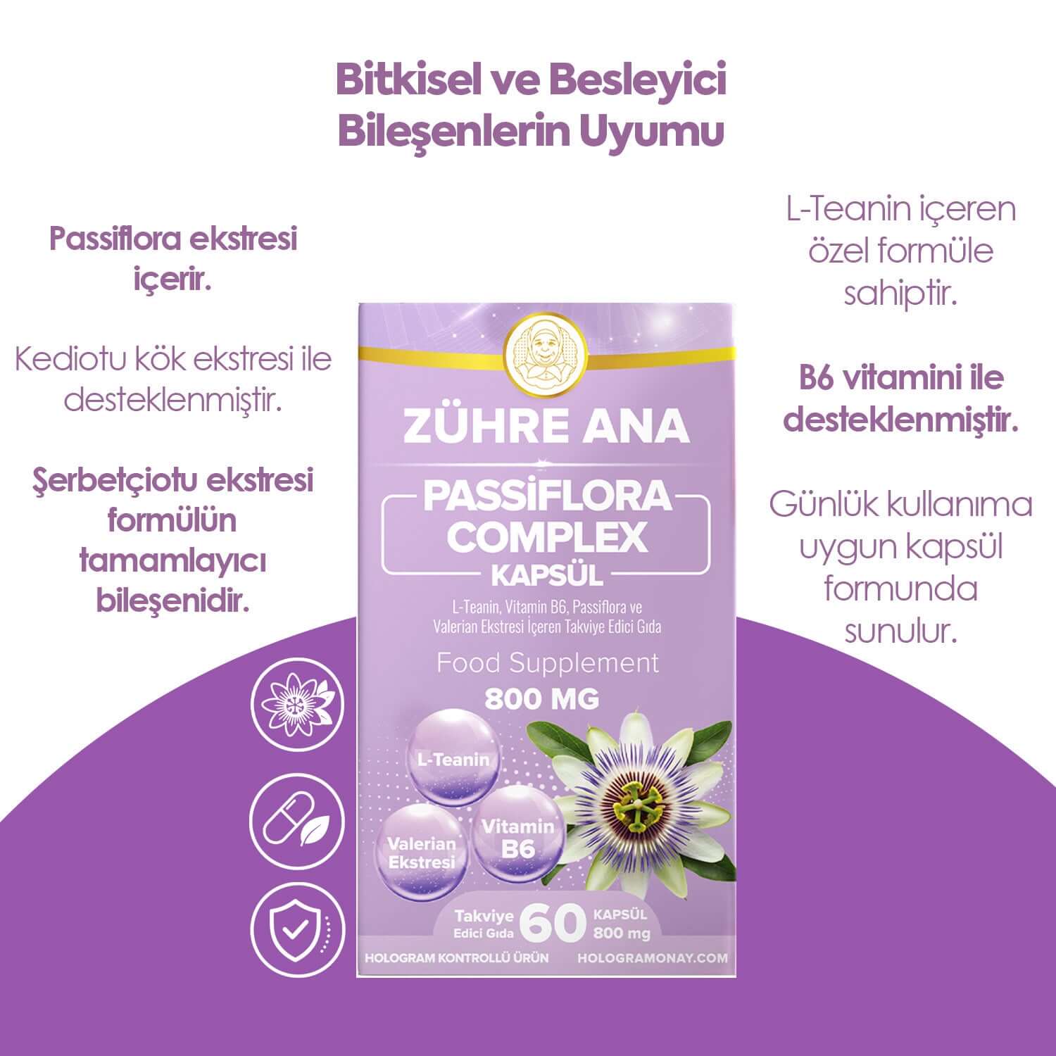 ZÜHRE ANA Passiflora Complex Kapsül 800 mg – 60 Kapsül