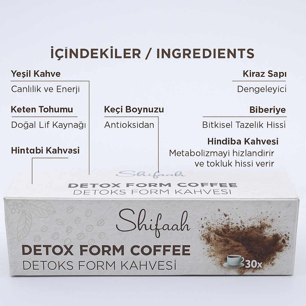 DETOX FORM HINDIBA KAHVESİ DOĞAL İÇERİKLİ ÖZEL FORMÜL 1 AYLIK KULLANIM