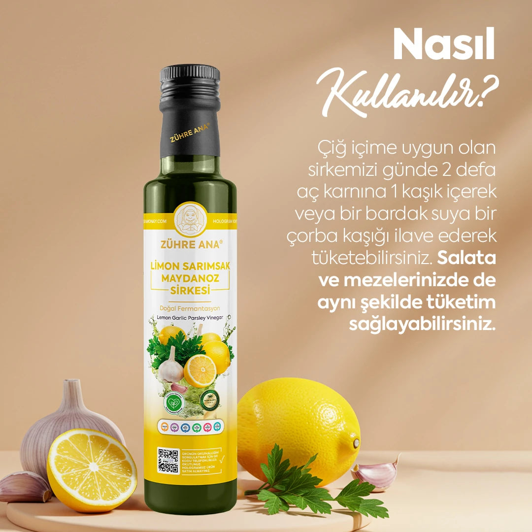 Zühre Ana Limon Sarımsak Maydanoz Sirkesi Doğal Fermantasyon